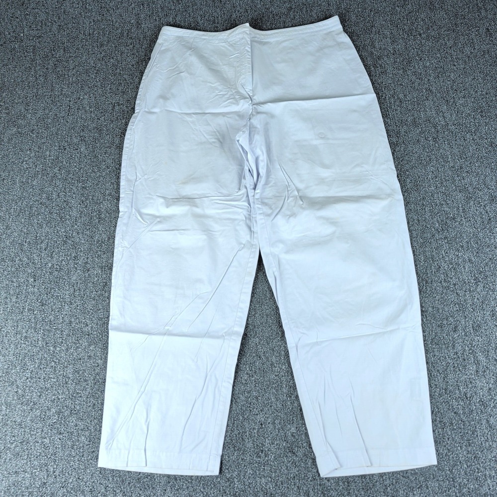 Eileen Fisher Pants Size L Womens White Stretch Cotton Cropped Straight Leg — photo 2